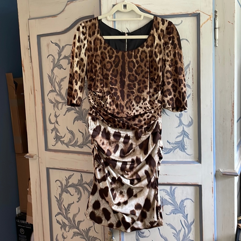 Dolce and Gabana leopard print silk dress